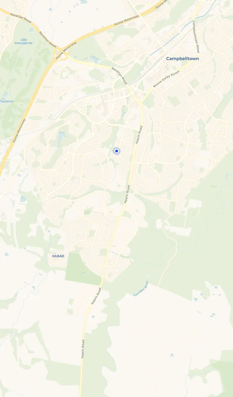 Map of the Ambarvale service area and the surrounding suburbs we cover.