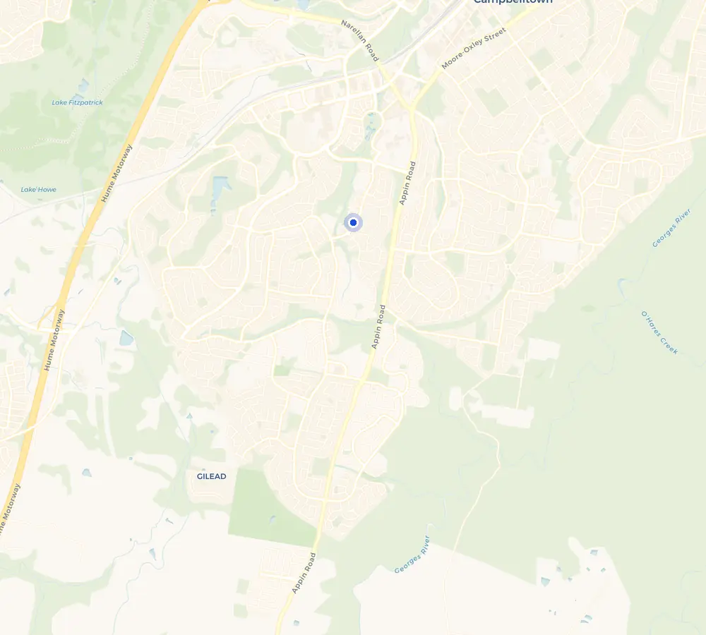 Map of the Ambarvale service area and the surrounding Macarthur, showing Ambarvale and the nearby streets we cover.